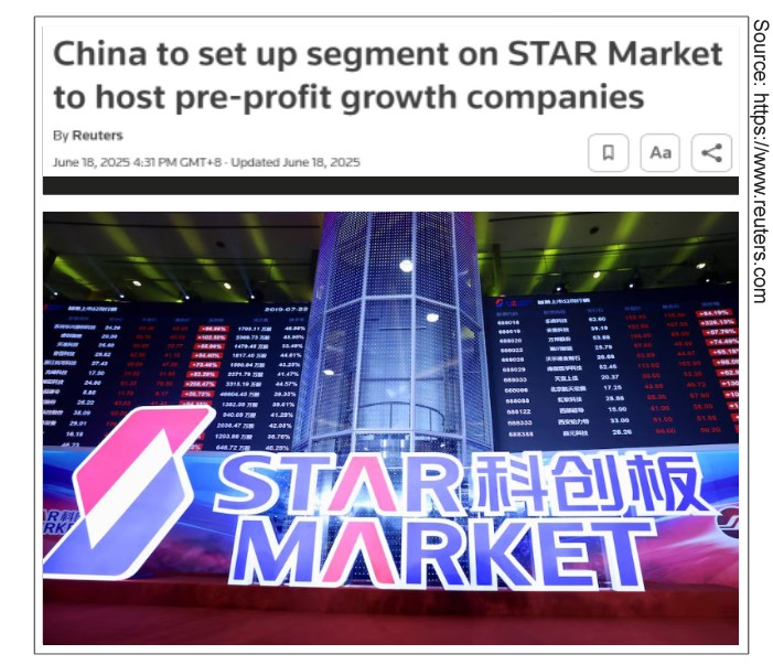 China to set up new board on STAR Market for pre-revenue tech firms